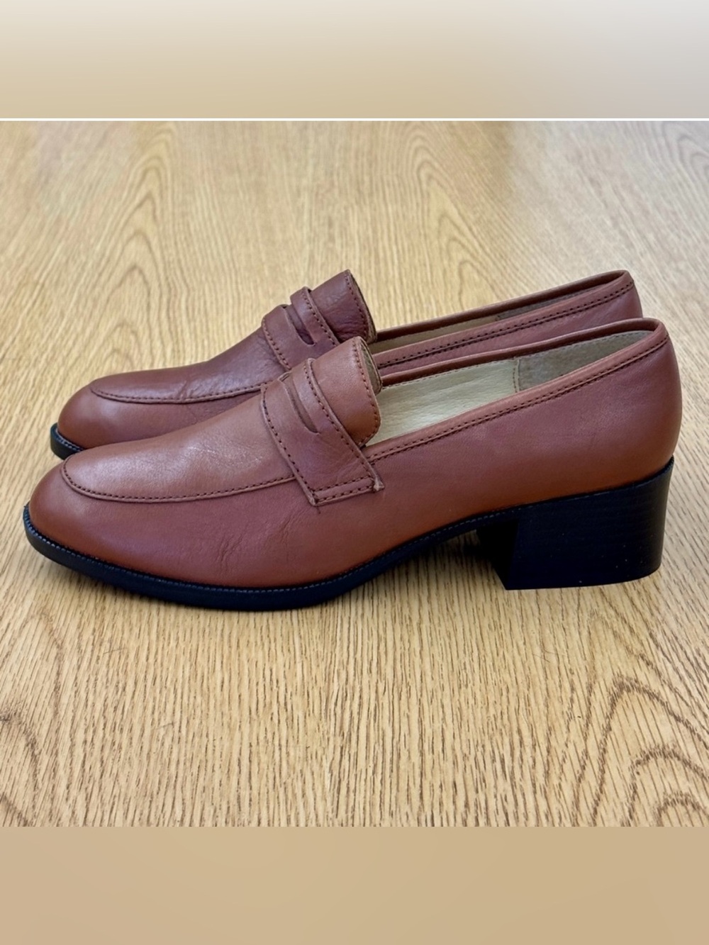 Prima Royale Women’s Classic Brown Chunky Heel Leather Loafers Size 8.5 Preppy